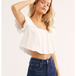White puffy crop top